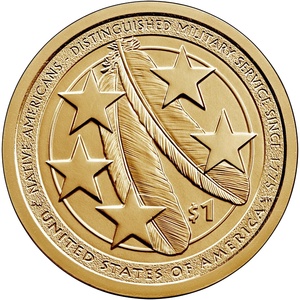 2021 1-dollar - P - Native Americans - Distinguished Military Service Since 1775 reverse